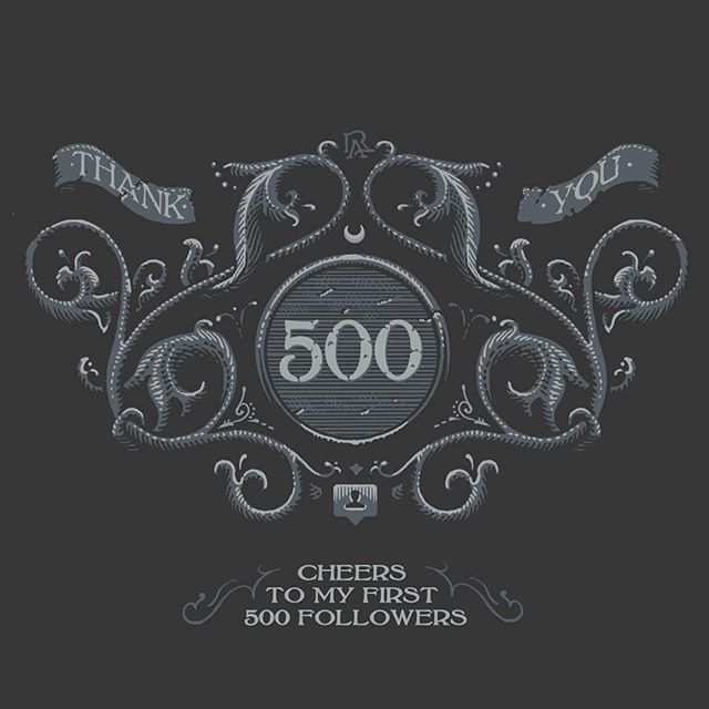 In a year I have reached my first 500 followers and counting, so i made a quick doodle for this.
I don't post very often and I'm not the best in the social network game so even if it's not a huge number compared to other accounts of yours it really makes me happy.
That said thank you all folks for following my work and let's proceed to the first 1000! 🍻#thanks #first500 #illustration #penandink #emblem #grotesque #cheers #grateful #followers #type #typography